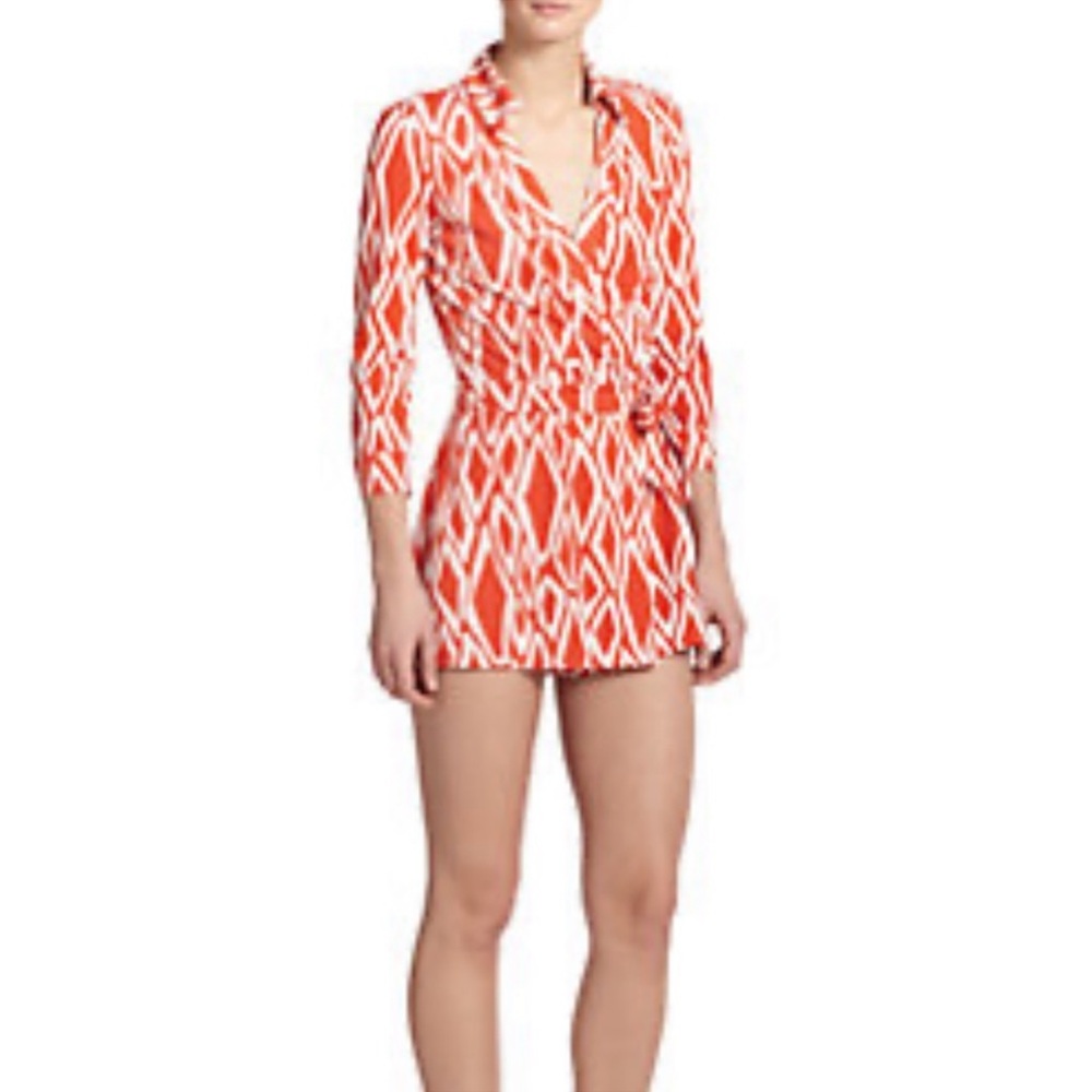 DVF Celeste Romper Red and Cream Design SZ 0